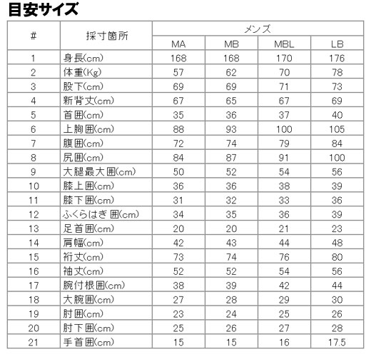 サイズ表