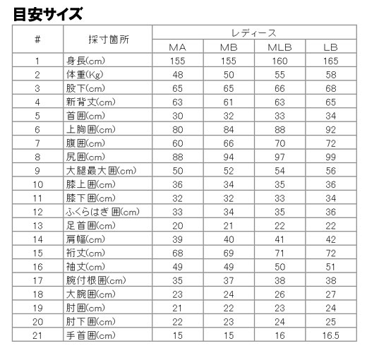 サイズ表