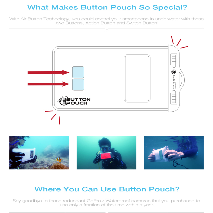 [ Air Button ] Button Pouch 2.0 Bluetooth連動ボタン付き 防水スマホケース