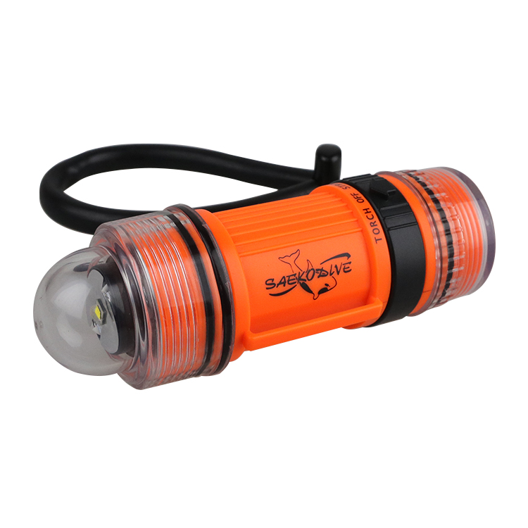 mic21ダイビングショップ[ 輸入アクセサリー AL300A LED ストロボライト＆トーチ(OR(オレンジ)): 水中ライト/ビデオライト
