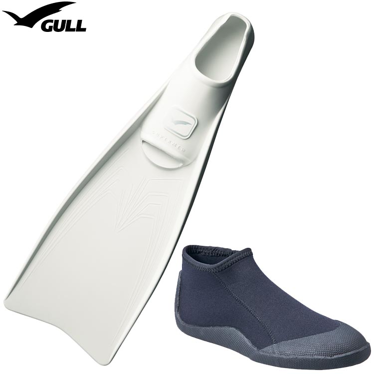 ダイビングフィン　GULL（ガル）Warp（ワープ）白Lサイズ　ブーツ付