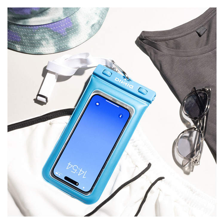 美品★カービングトライブス 3連スマホショルダー 携帯・ケース 水色 mic21ダイビングショップ[ DIVAID ] ディバイド フローティング 防水