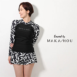 [ MAKA-HOU ] �C���i�[�u���t�����b�V���K�[�h / Rash Guard with Pad 11W11 4014 calm flower ( �J�[���t�����[ )