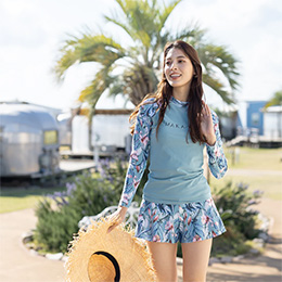 [ MAKA-HOU ] �C���i�[�u���t�����b�V���K�[�h / Rash Guard with Pad 11W11 3135 green leaf�i �O���[�����[�t �j