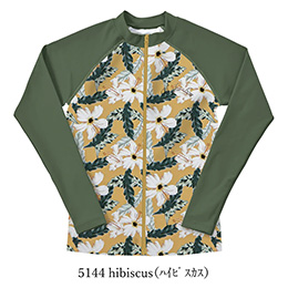 [ MAKA-HOU ] �OZIP���b�V���K�[�h / Zip Rash Guard 11W12 5144 hibiscus�i �n�C�r�X�J�X �j