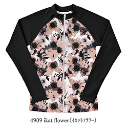 [ MAKA-HOU ] �OZIP���b�V���K�[�h / Zip Rash Guard 11W12 4909 ikat flower�i �C�J�b�g�t�����[ �j