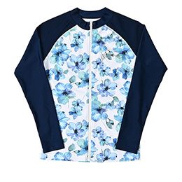 [ MAKA-HOU ] �OZIP���b�V���K�[�h / Zip Rash Guard 11W12 3925 water flower ( �E�H�[�^�[�t�����[ )