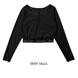 [ MAKA-HOU ] �N���b�v�h���b�V���K�[�h / Cropped length Rashguard 11W21 0009 black ( �u���b�N )