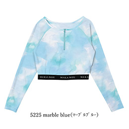 [ MAKA-HOU ] �N���b�v�h���b�V���K�[�h / Cropped length Rashguard 11W26 5225 marble blue�i �}�[�u���u���[ �j