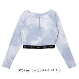 [ MAKA-HOU ] �N���b�v�h���b�V���K�[�h / Cropped length Rashguard 11W26 5207 marble gray�i �}�[�u���O���[ �j
