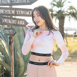 [ MAKA-HOU ] �N���b�v�h���b�V���K�[�h / Cropped length Rashguard 11W26 5265 marble pink�i �}�[�u���s���N �j