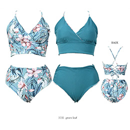 [ MAKA-HOU ] ���o�[�V�u���r�L�j / Reversible Bikini 20W04 3135 green leaf�i �O���[�����[�t �j