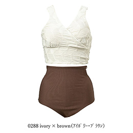 [ MAKA-HOU ] �~�b�N�X�e�N�X�`���[�r�L�j�Z�b�g / Mixed-Texture Bikini set 20W13 0288 ivory×brown�i �A�C�{���[×�u���E�� �j
