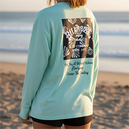 [ BILLABONG ] �r���{�� �E�B�����Y MORFY �iUPF50+�jSQUARE LOGO LS TEE RASH �������b�V���K�[�h BG01C851