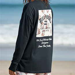 [ BILLABONG ] �r���{�� �E�B�����Y MORFY �iUPF50+�jSQUARE LOGO LS TEE RASH �������b�V���K�[�h BG01C851