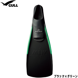 [ GULL ] スーパーソフトミュー SUPER SOFT MEW ブラック×グリーン フルフットフィン[ ダイビング用フィン ]