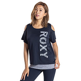 [ ROXY ] ロキシー BUBBLE SET TEE 速乾 UVカット Tシャツ＆カップ付きタンクセット [BLK]